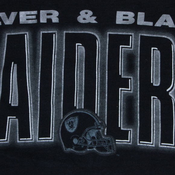 90s Vintage Raiders Silver & Black T Shirt - Picture 4 of 5